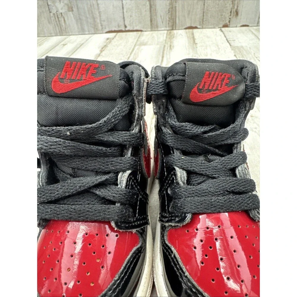 Jordan 1 Retro High OG Patent Bred Toddler TD size 4C Black Varsity Red
